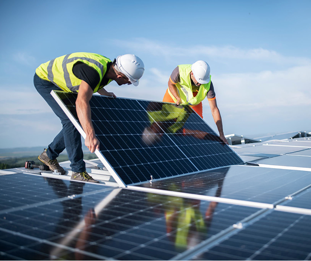 Solar panel workers