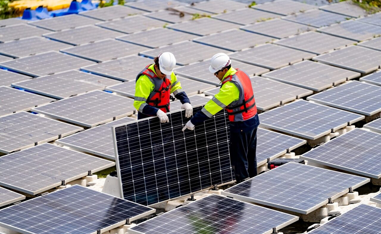 Solar panel workers